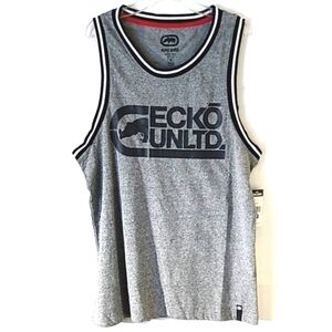 ECKO UNLTD GREY BLACK SLEEVELESS BASKETBALL WORKOUT JERSEY SIZE MEDIUM NWT